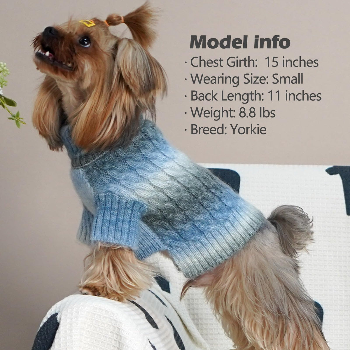 Color Block Dog Sweater for Small Medium Dog Turtleneck Thermal Knit (X-Large / 07# Blue)