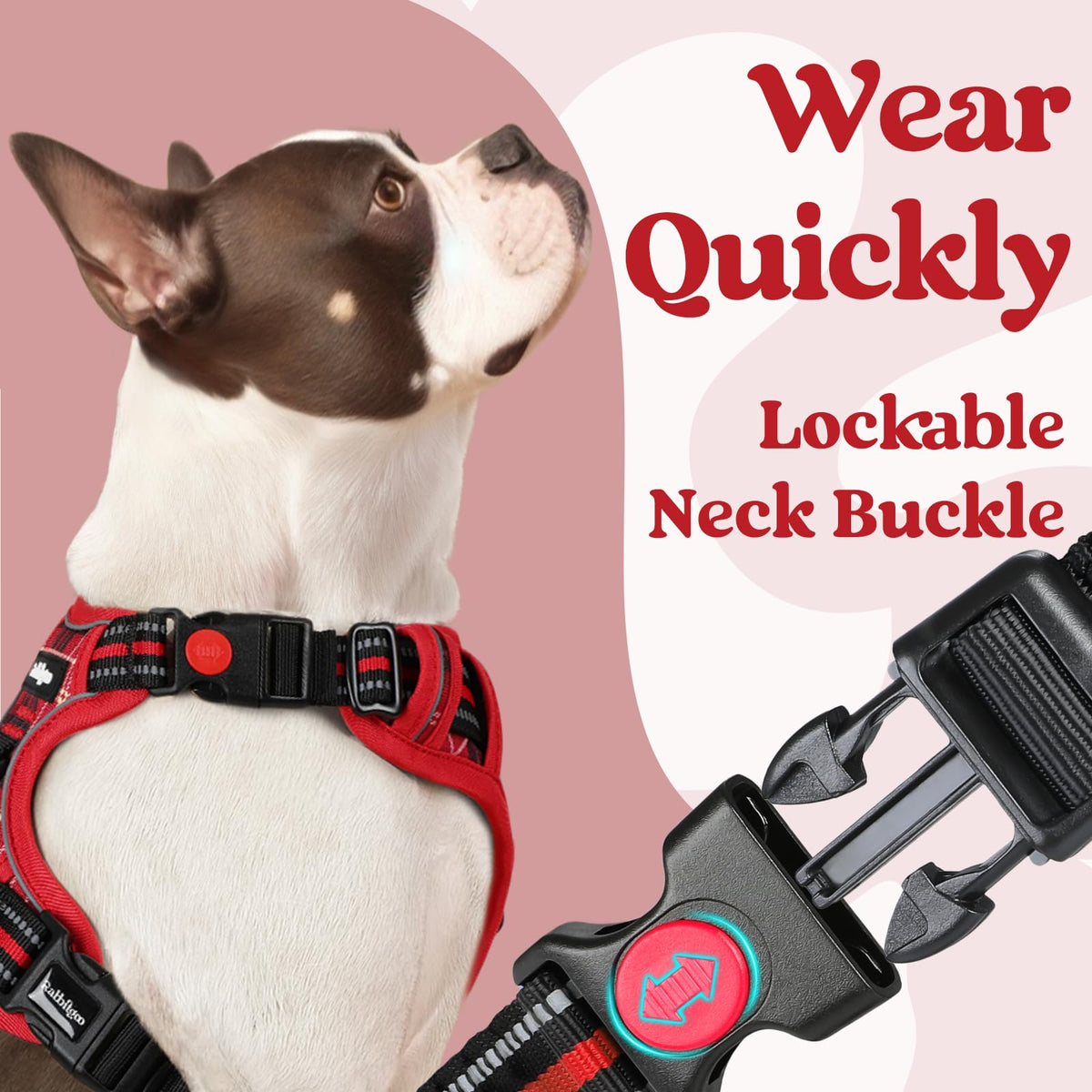Dog Harness for Large (Red Plaid / X-large)