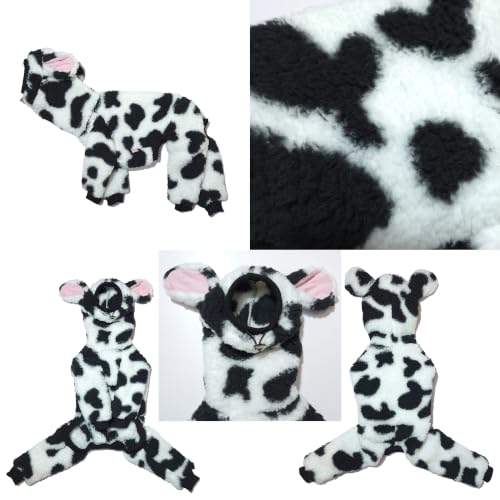 D Doggy Star Italian Greyhound Clothes Warm Fleece Cow Print Winter Onesie (S / Onsi Cow Print)