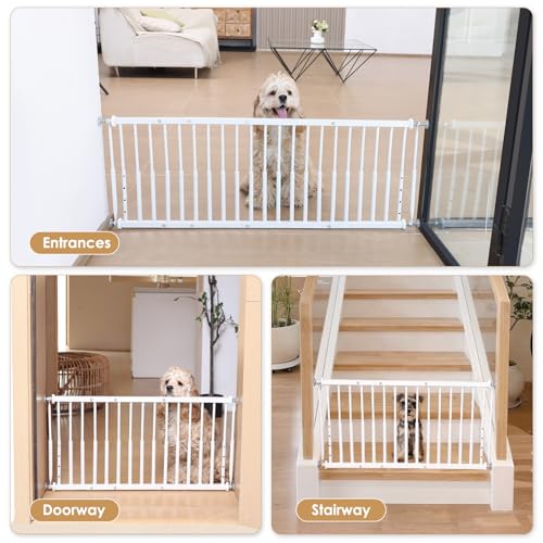 14'' 19.5'' Height Adjustable Dog Gate (White / 14''-19.5''H × 18''-53''W)