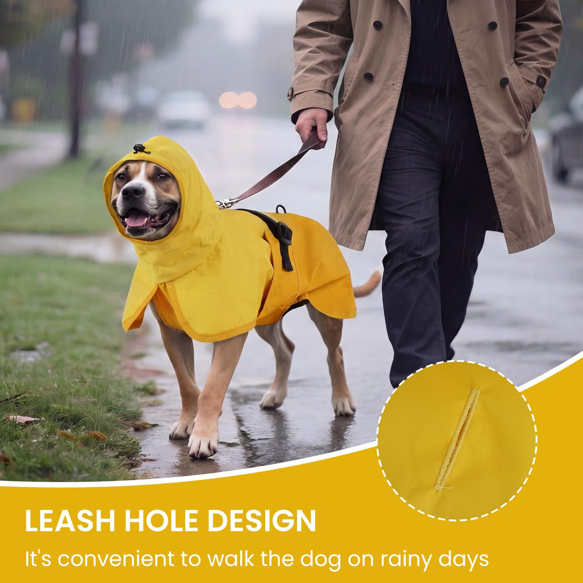 Dog Raincoat Waterproof Rain Jacket with Hood (XXXL(Back Length26.7") / Yellow)