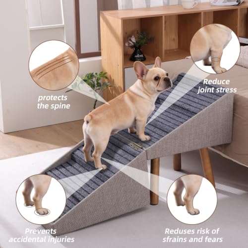Dog Ramp for Bed Foldable Pet Stairs for High Beds 21.06" H (Light Brown / XXL(21.06”H))