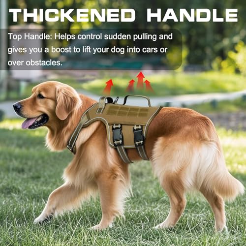 Dog Harness Tactical No Pull for Small Sized Dog with Handle (Khaki / S(Neck:16-22",Chest:20-28"),18-35 lbs)