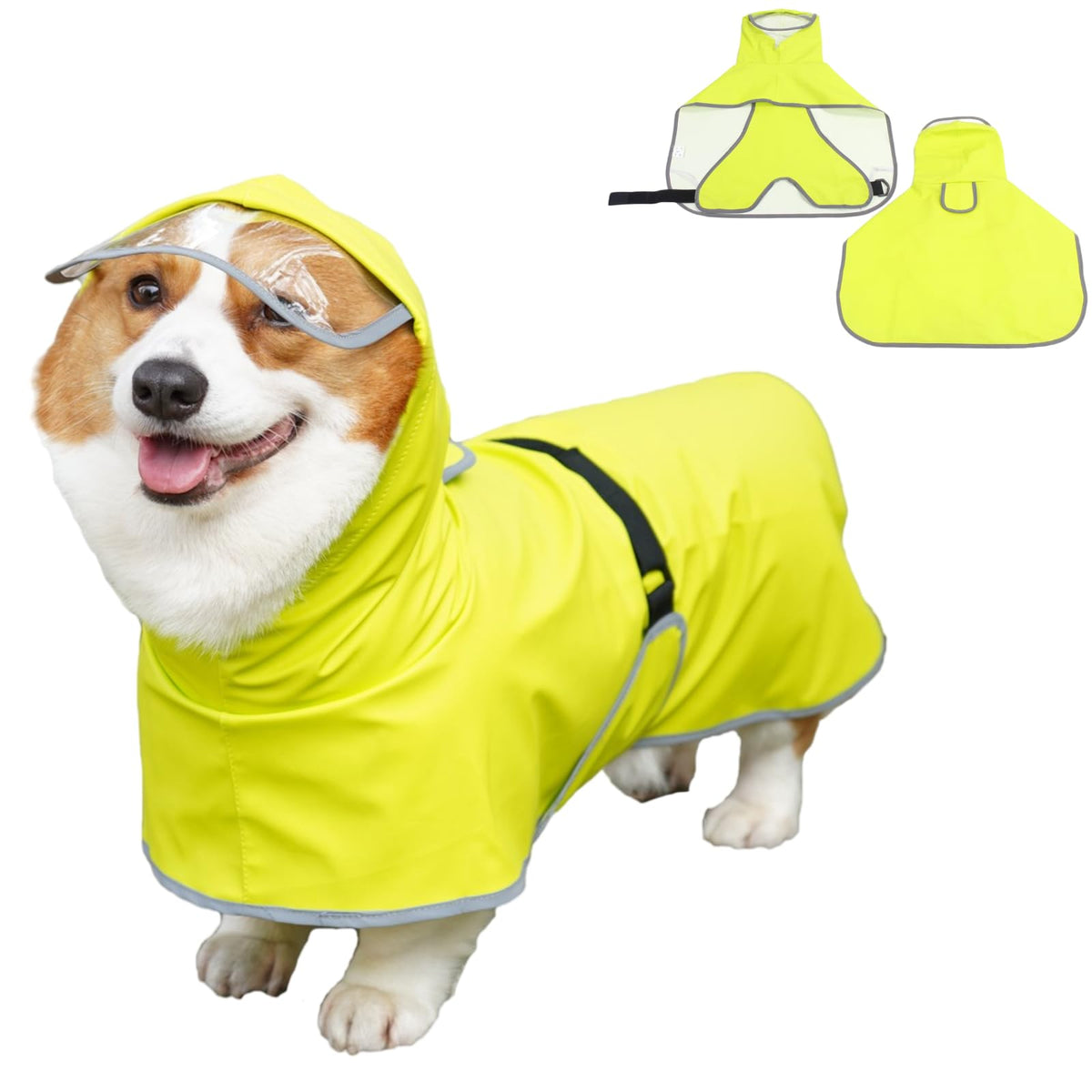 Dog Rain Jacket with Hood for Small Medium Dog (Light Green / Small)