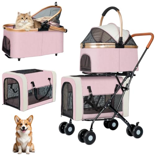 Double Pet Stroller (Pink)