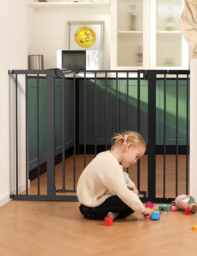 29 43" Baby Gate for Stairs (Black / 36" Tall, 29-43" Wide)