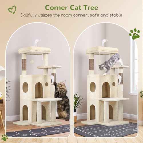 Cat Tree Tower for Indoor Cats Large Adult (Beige / XL)