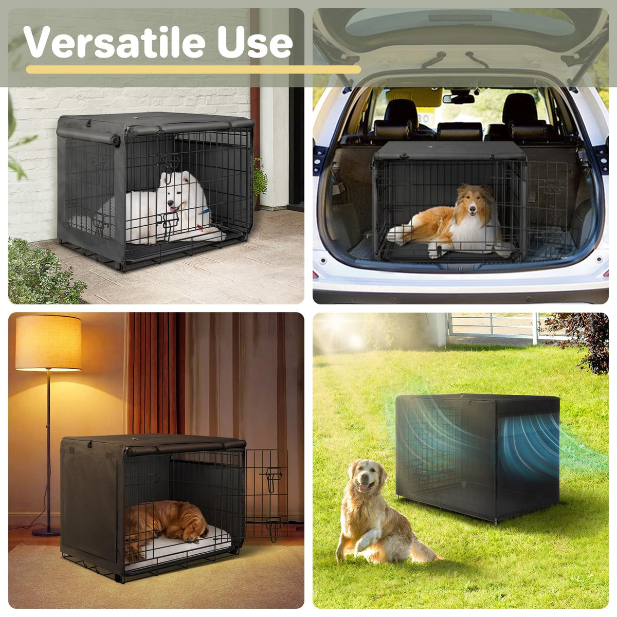 Dog Crate Cover (Black (with left window) / 30 Inch)