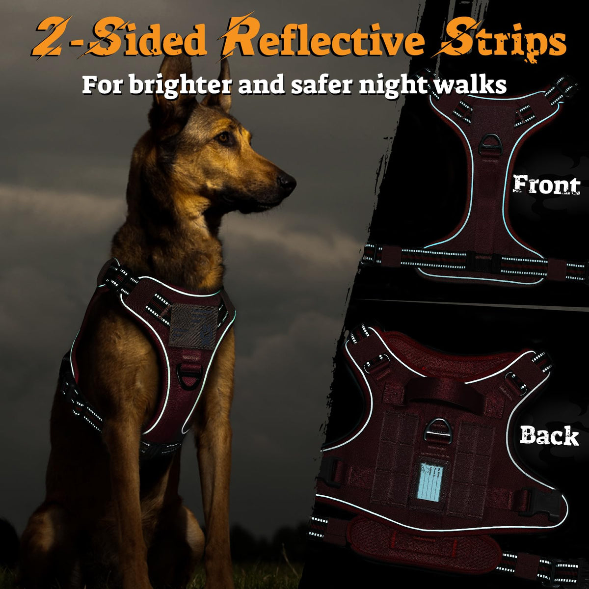 Tactical Dog Harness for Small Dogs (S(Chest:16.1"-31.5",Neck:15.4"-21.6",Back:7.1") / Red)