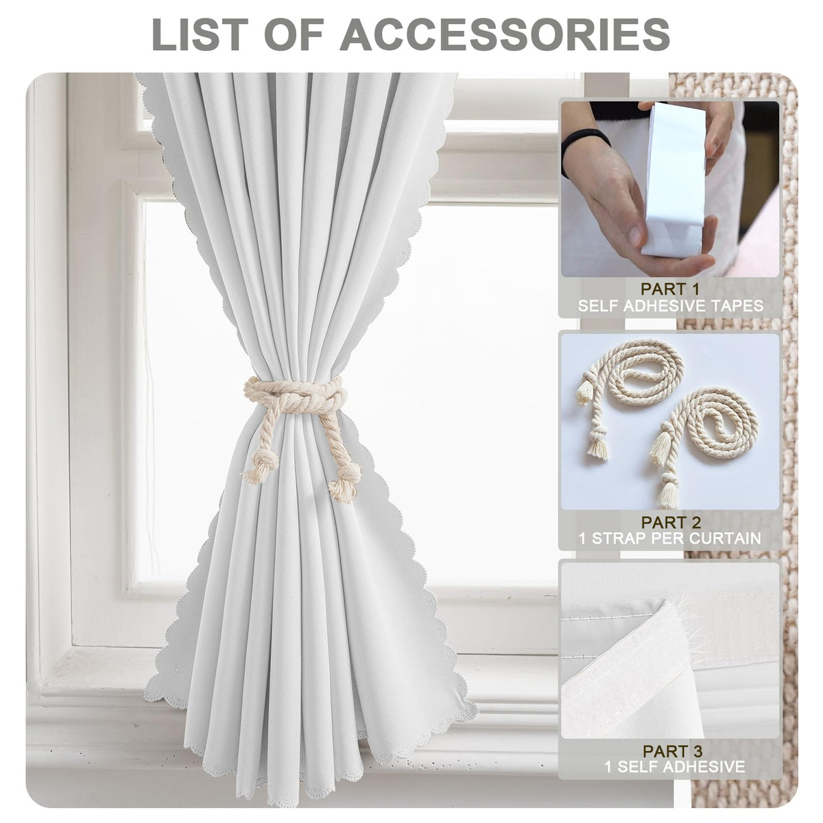 Self Adhesive Curtains (71"W x 59"L (Pack of 1) / White)
