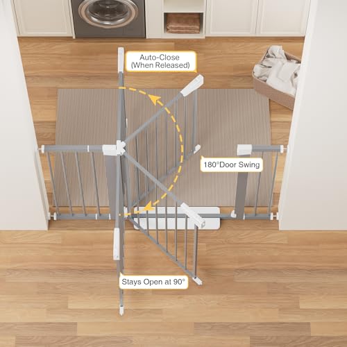 29.7 48 in Baby Gate for Stairs (Gray / 29.7-48"W x 30.5"H)