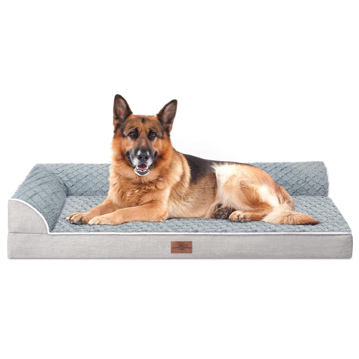 Orthopedic Jumbo Dog Bed with Bolsters (48"L x 35"W x 8"Th / Grey)