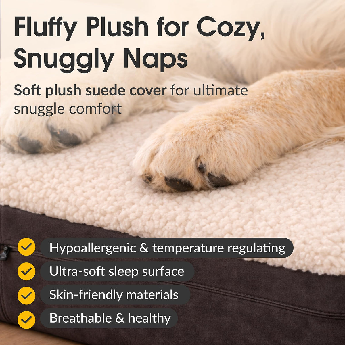 Jumbo Orthopedic Dog Bed (Brown-Plush Top / XL - 50"x34"x10")