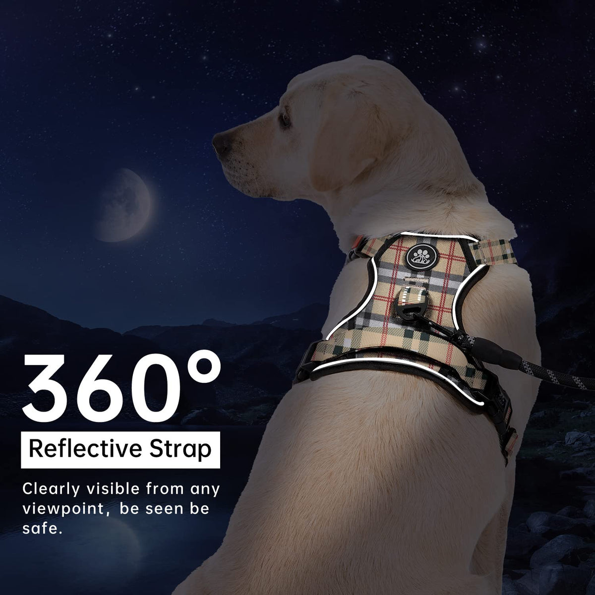 No Pull Dog Harness for Medium Dogs (Checkered Beige / Medium)