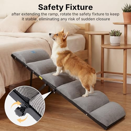 Dog Ramp for Bed Couch Small Large Dogs (Light Gray / M-up to 23"H)