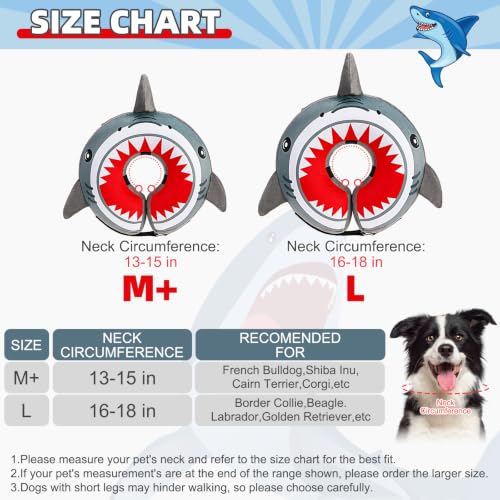 Inflatable Dog Cone Collar Alternative After Surgery (Grey Shark / L (Neck:16-18in))