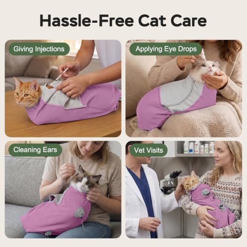 Cat Wrap for Cutting Nails (S(5-10lbs) / Pinkish Purple)