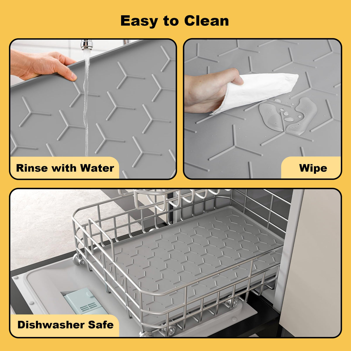 Silicone Dog Cat Food Bowl Mat (L-34''X22'' / Light Gray)
