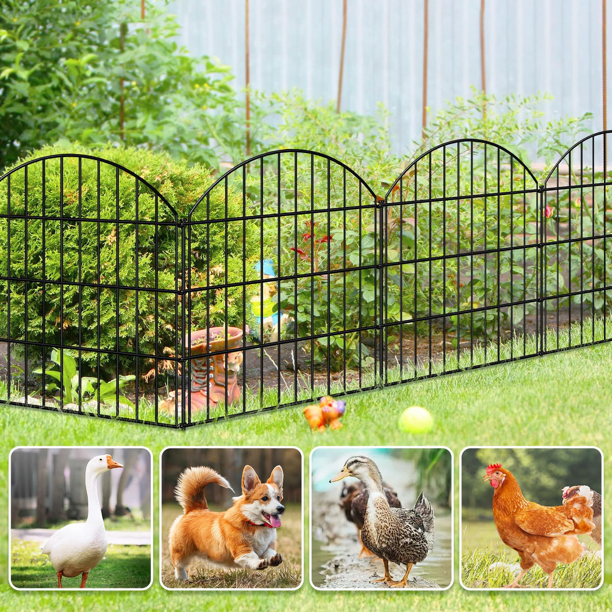 Metal Garden Fence 28 in x 37.3 ft (28"Hx37.3ft (16Panels))
