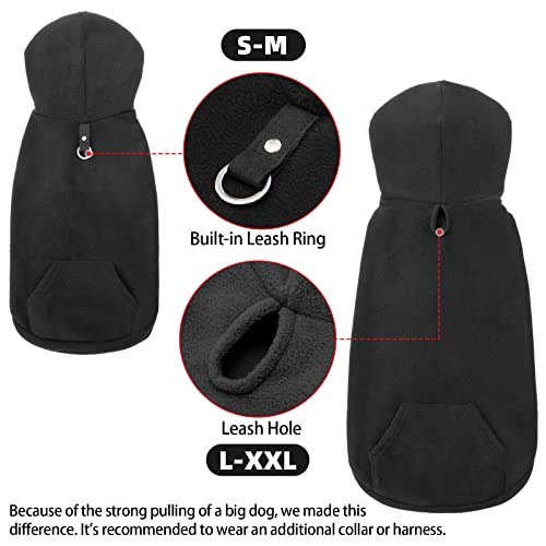 Fleece Dog Hoodie with Pouch (Large / Black)