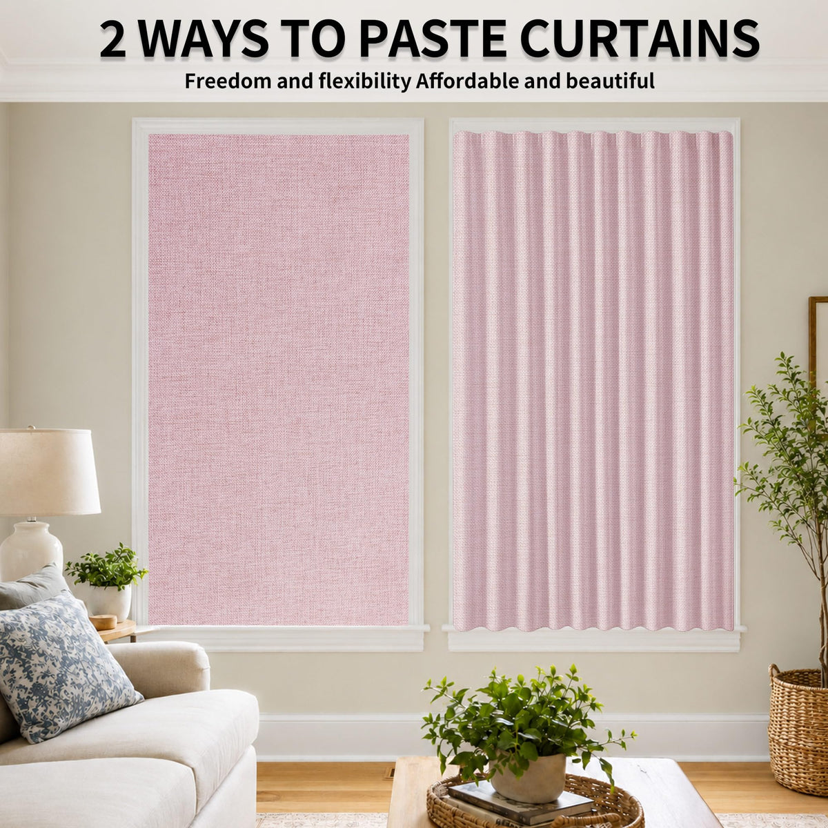 Portable Blackout Curtains (Light Pink / 52"W x 72"H)