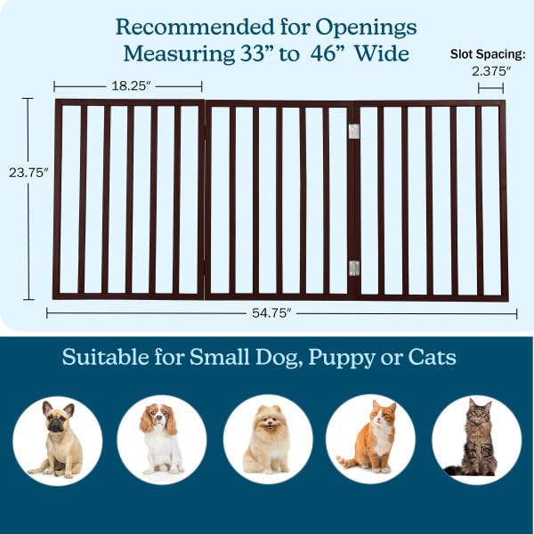 Pet Gate 3 Panel Freestanding Dog Gate Indoor (Brown / 3 Panel)