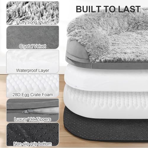 3.7 inch Thickened Orthopedic Dog Beds for Medium Dogs (Grey / 36"Lx27.5"Wx7.1"H)