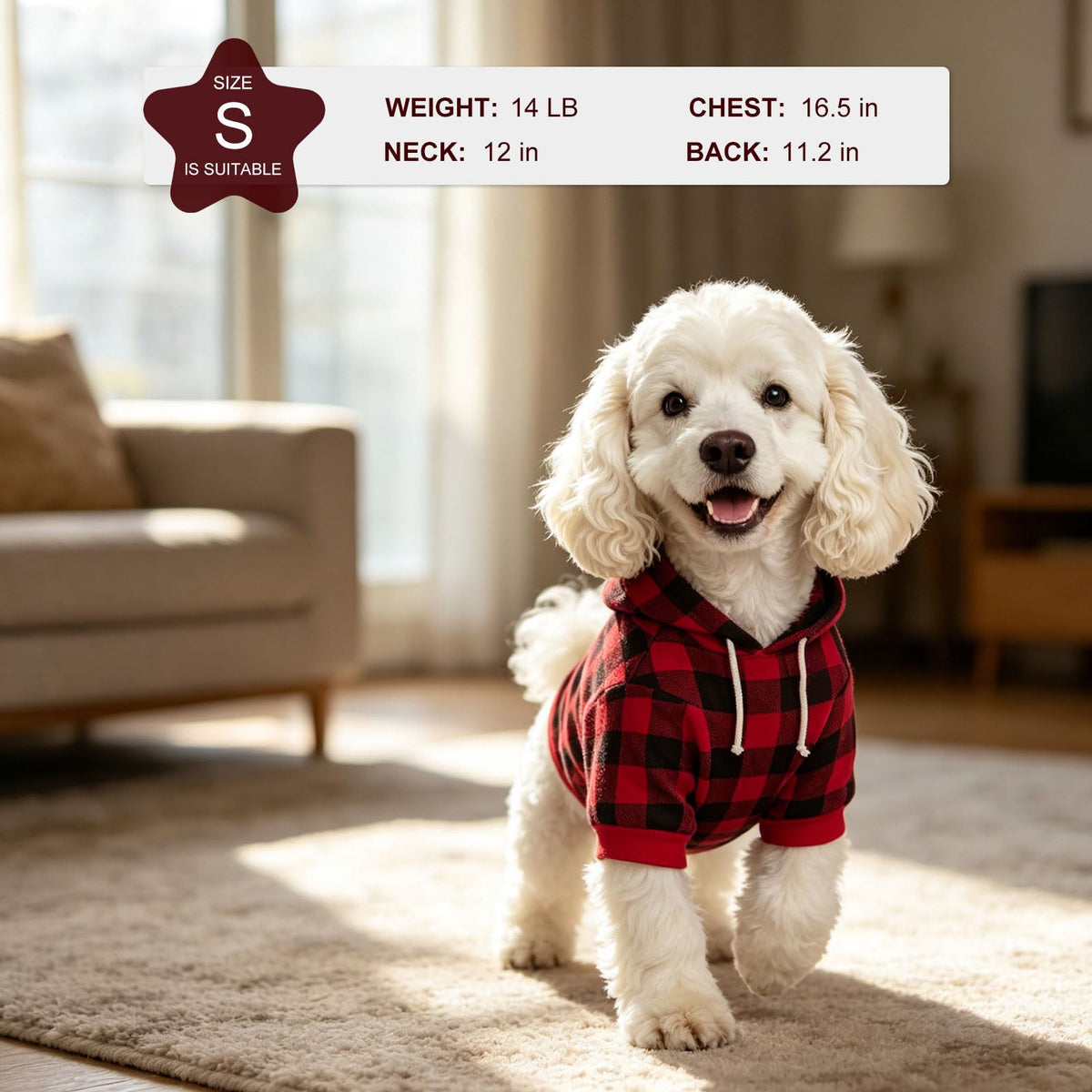 Plaid Dog Hoodie (Buffalo Check / Medium)