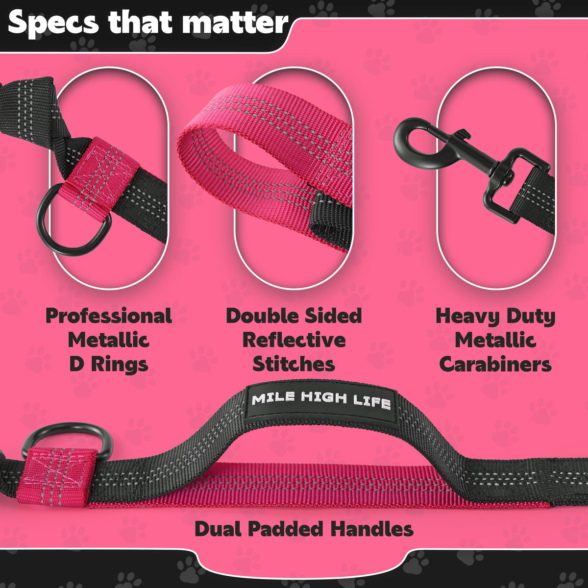 Hands Free Leash (Black Hot Pink / 7FT Hands Free)
