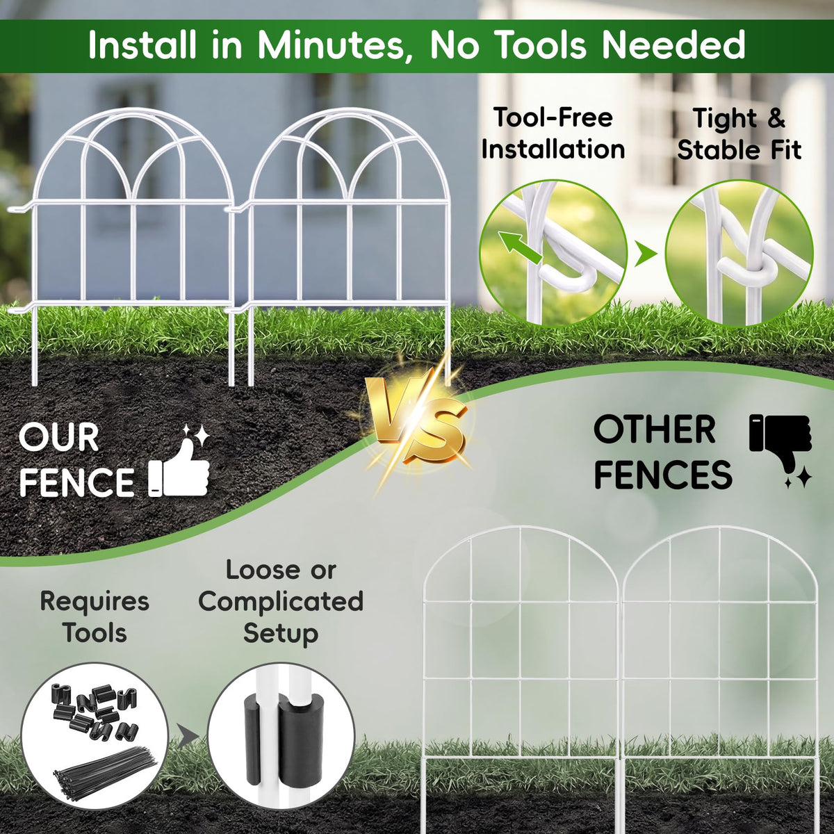 White Garden Fence Panels (White / 28 Panels - 17 in(H) X 30.33 ft(L))