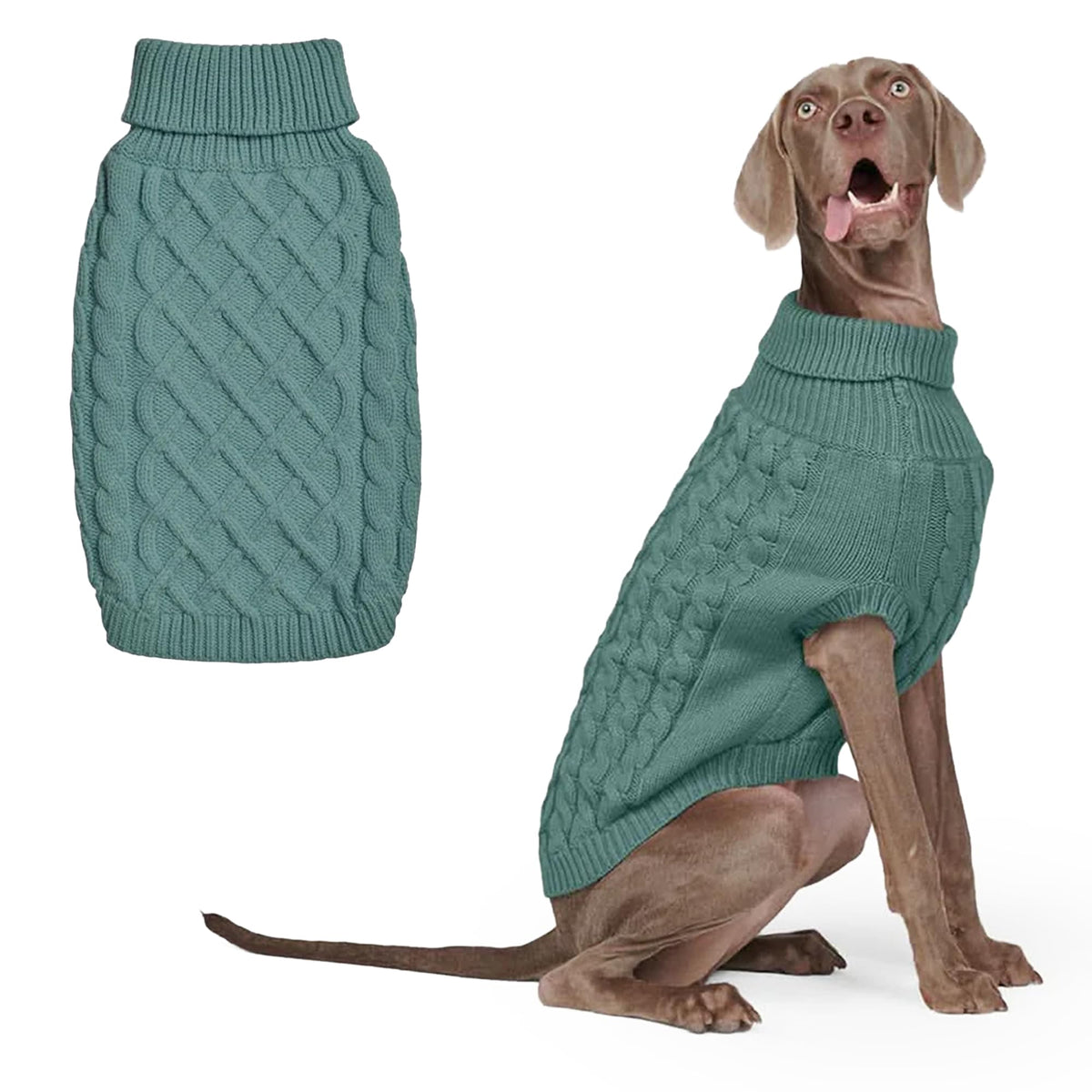 Knit Dog Sweater (Pine Green Cableknit / 4XL)