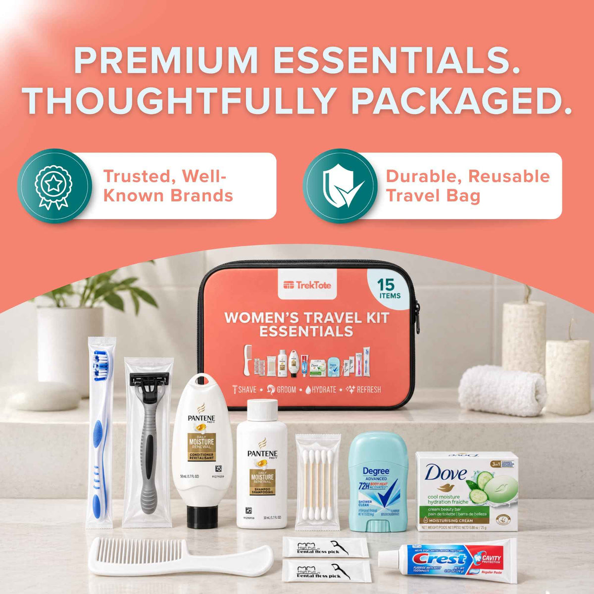 Hygiene Kits Bulk 5 Pack Womens Travel Size Toiletries for Care Packages (5 Pack)
