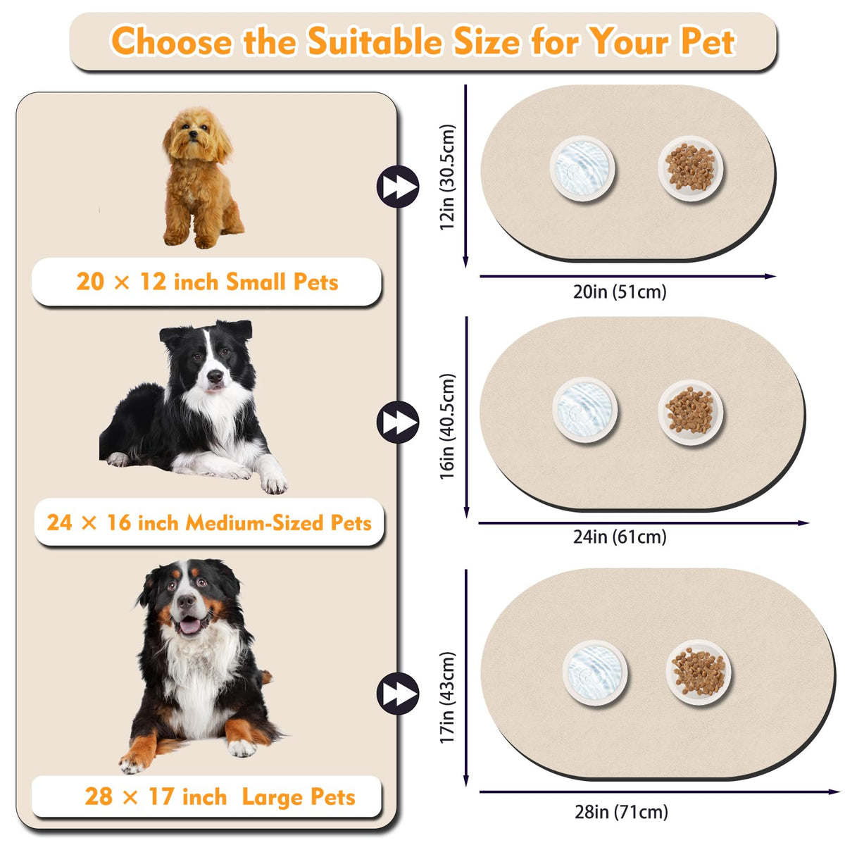 Dog Feeding Mat 24''x16'' (24''x16'' / Beige)
