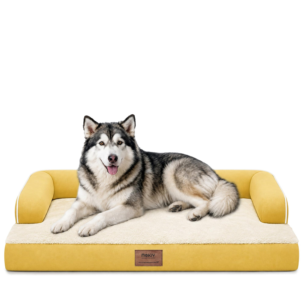 XXL Orthopedic Waterproof Dog Bed with Bolster for Extra Large Dogs (45.0"L x 35.0"W x 8.0"Th / Ginger)