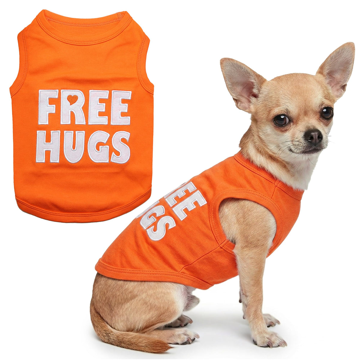 Dog Shirt 100% Cotton Free Hugs Shirts for Small Dogs (Small / Free Hugs)