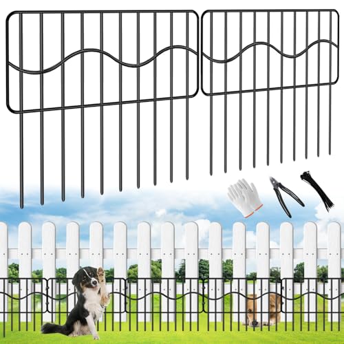 50ft x 13in Garden Animal Barrier Fence 35pack Metal Wire Rustproof Border Decorative Fences No Dig Fences Small Dog Fence Barrier Rabbit Fencing for Outdoor Garden Yard (50FT x13in(H), 35pack Wavy)