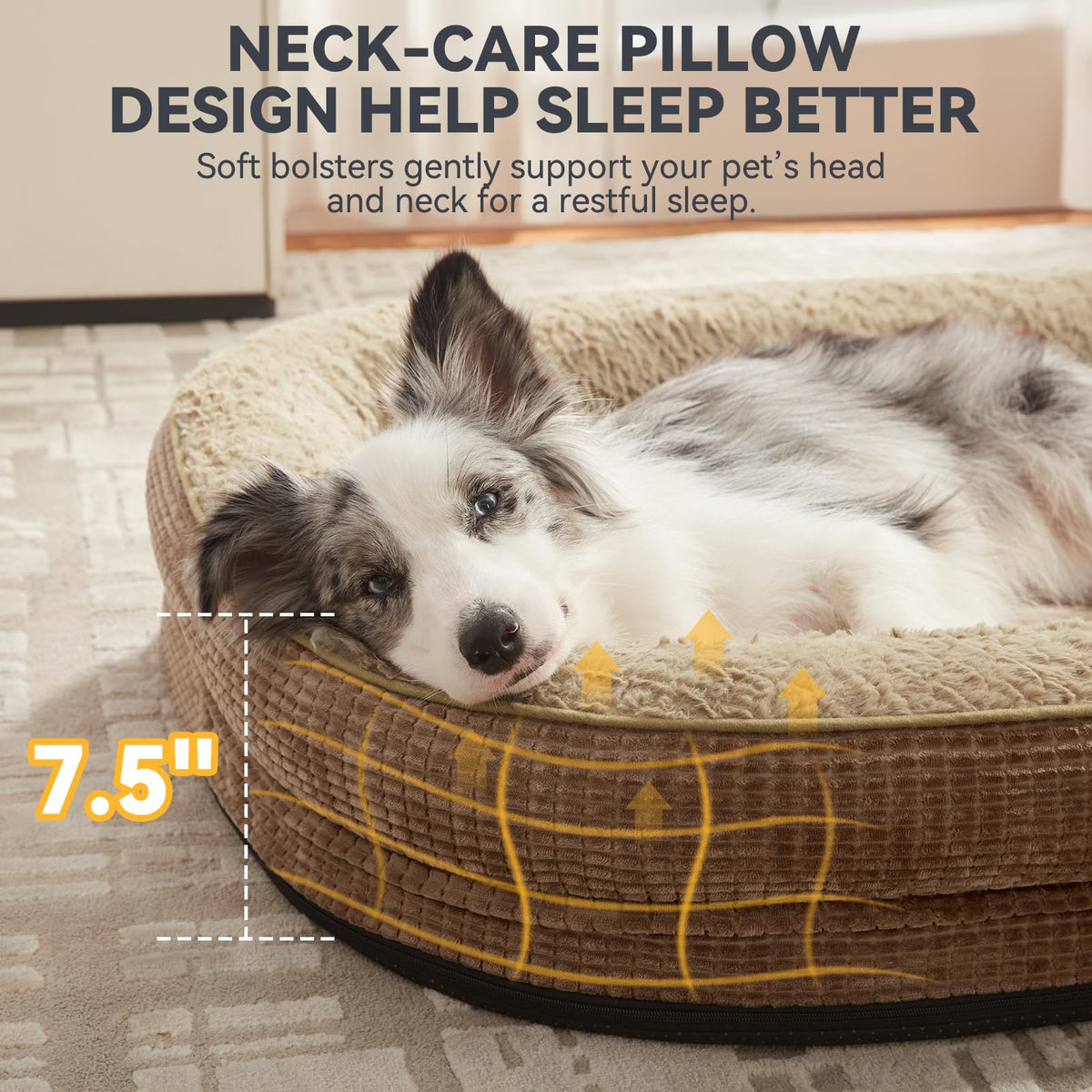 XL Orthopedic Dog Bed for Large Dogs (Brown / 42"l X 32"w X 7.5"th)