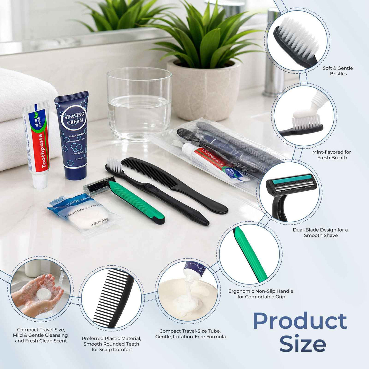 50 Pack Travel Toiletry Kit Bulk