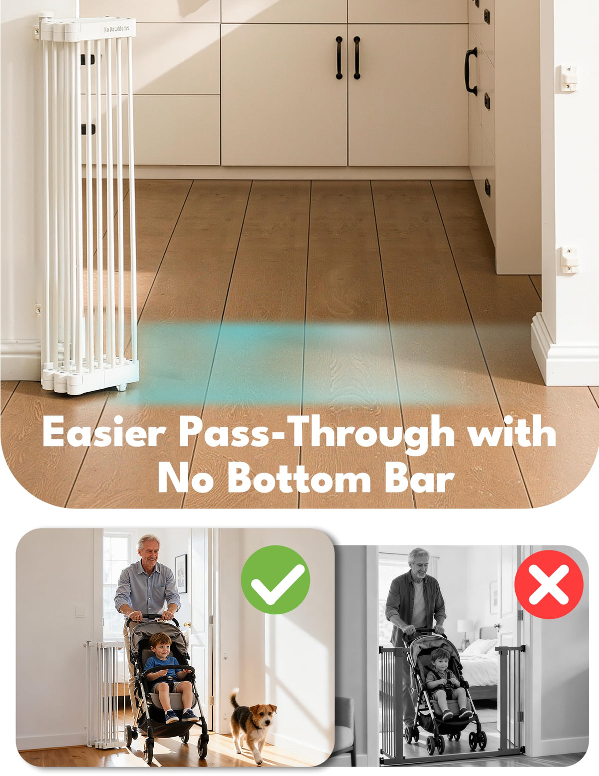 Retractable Safety Gate (White / 38" Wide, 30" Tall)