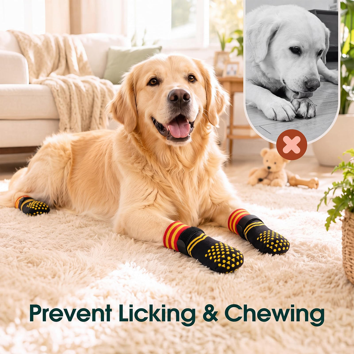 2 Pairs Anti Slip Dog Socks with Grips (Xl(paw width: 3.3") / Black)