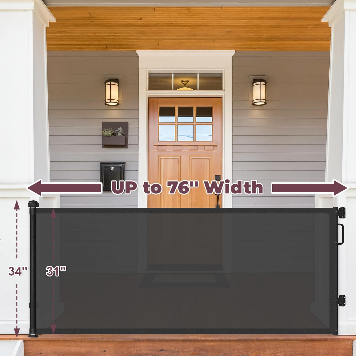 76" Retractable Baby Gates Extra Wide (Black / 34" Tall x 76" Wide)
