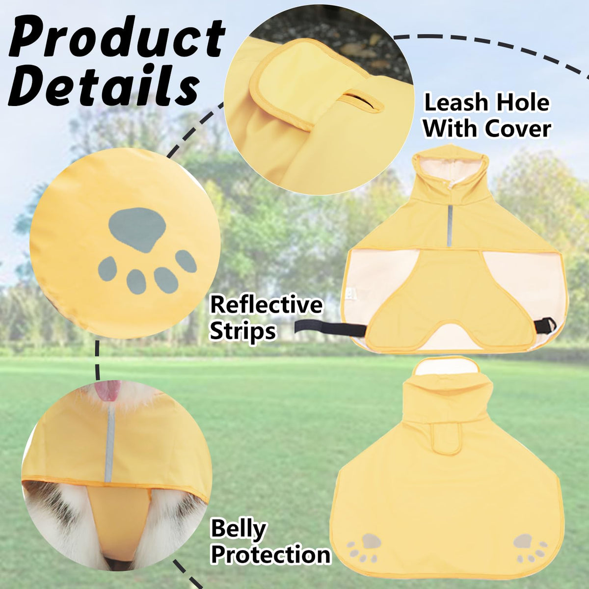 Dog Raincoat Hooded Slicker Poncho (Medium / Light Yellow)