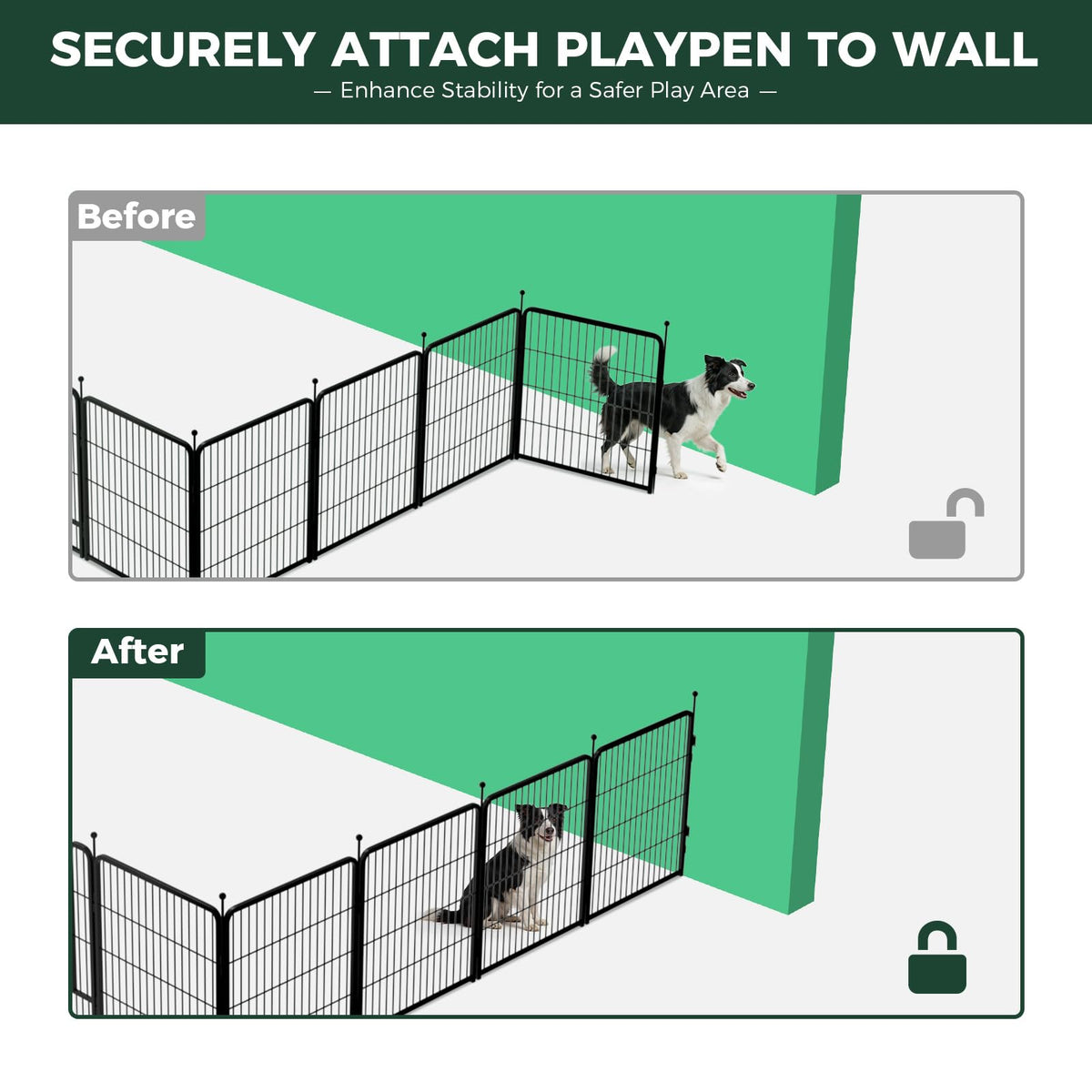 Rollick Dog Playpen with Fence (Black / 32"H)