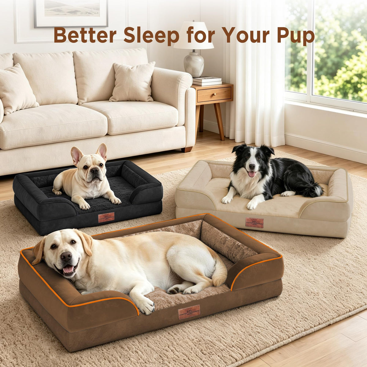 Waterproof Orthopedic Dog Bed for Medium Size Dog (30.0"L x 20.0"W x 7.0"Th / Light Brown)