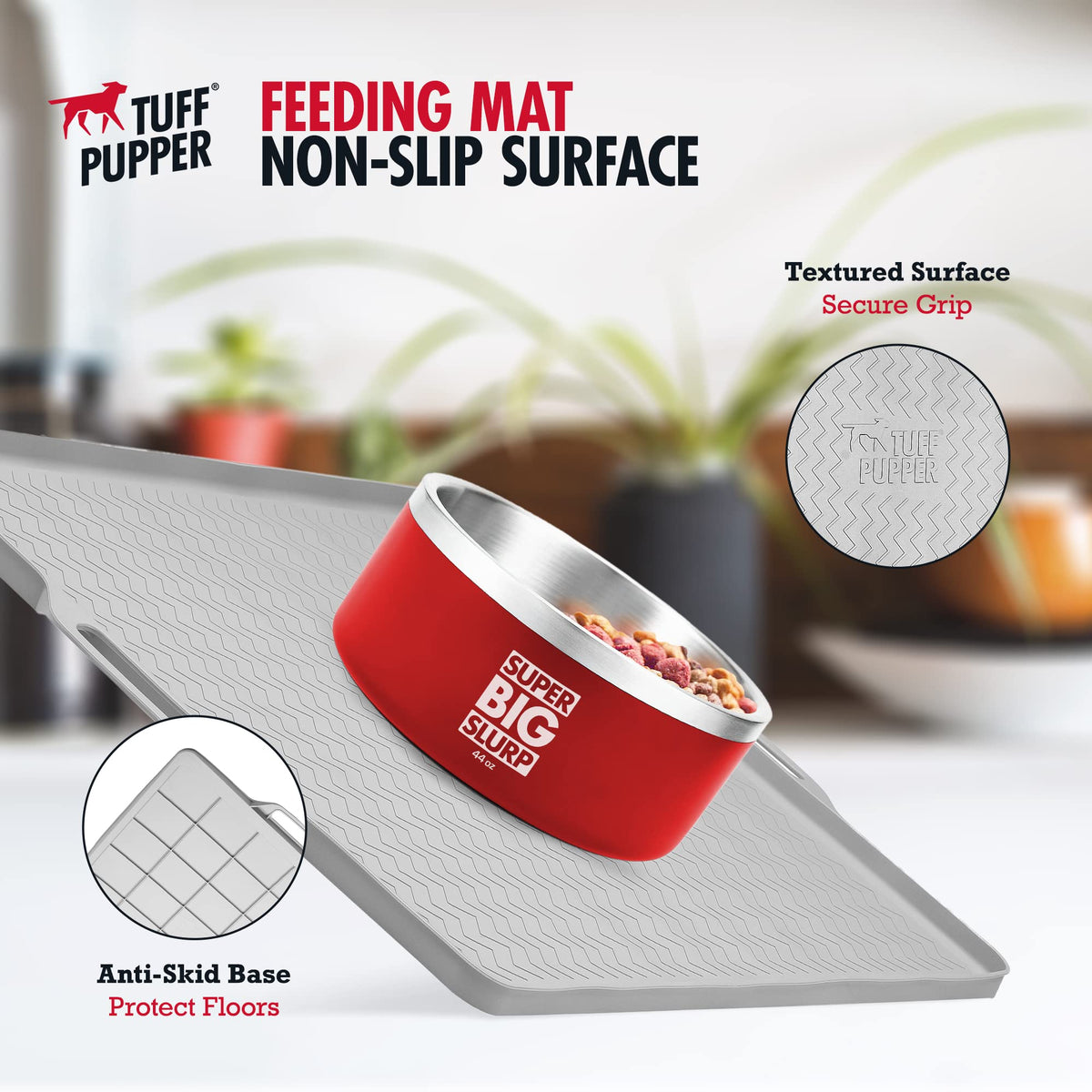 28x20 Large Dog Feeding Mat for Food and Water (Gray / Large - 28" x 20")
