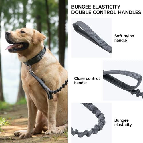 Military Nylon Bungee Dog Leash Elastic Leads (Grey)