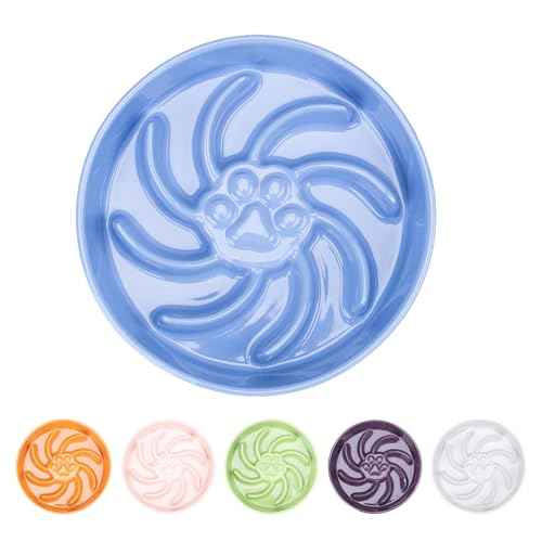 Ceramic Slow Feeder Dog Bowl (Blue)