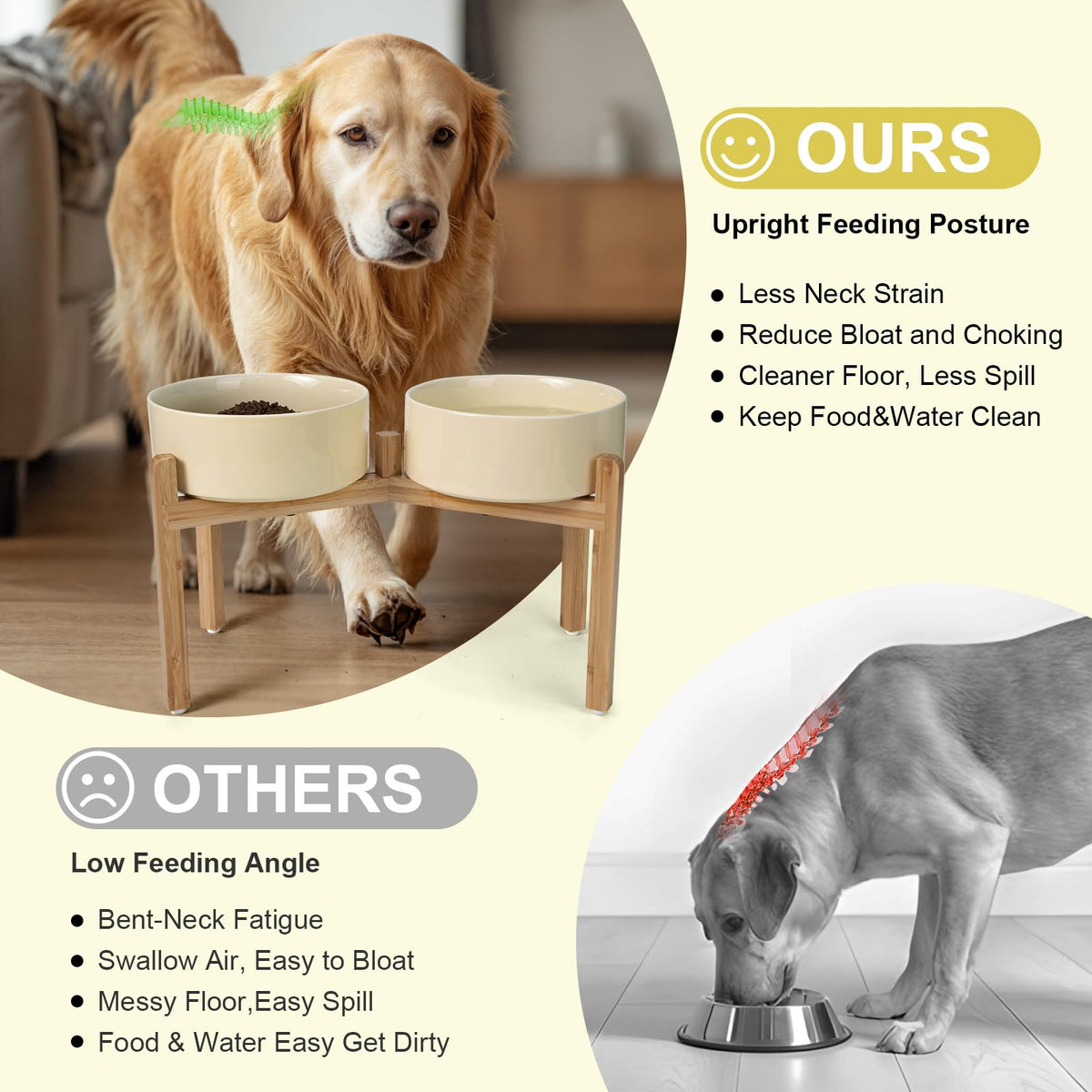 Elevated Dog Bowls Ceramic (8.3 in - 7.6 cups / Beige)