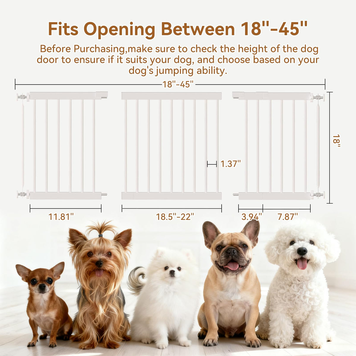 Dog Gate Indoor (18-45''W*18''H / White)