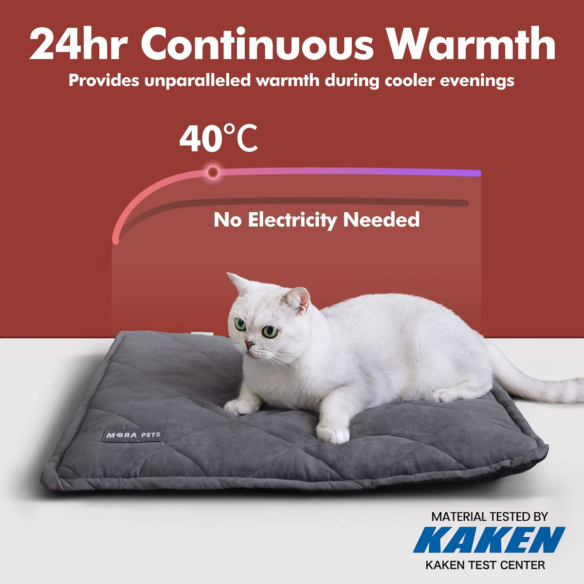 Self Heating Cat Bed (Fur Grey / 24"L x 18"W x 2"Th)